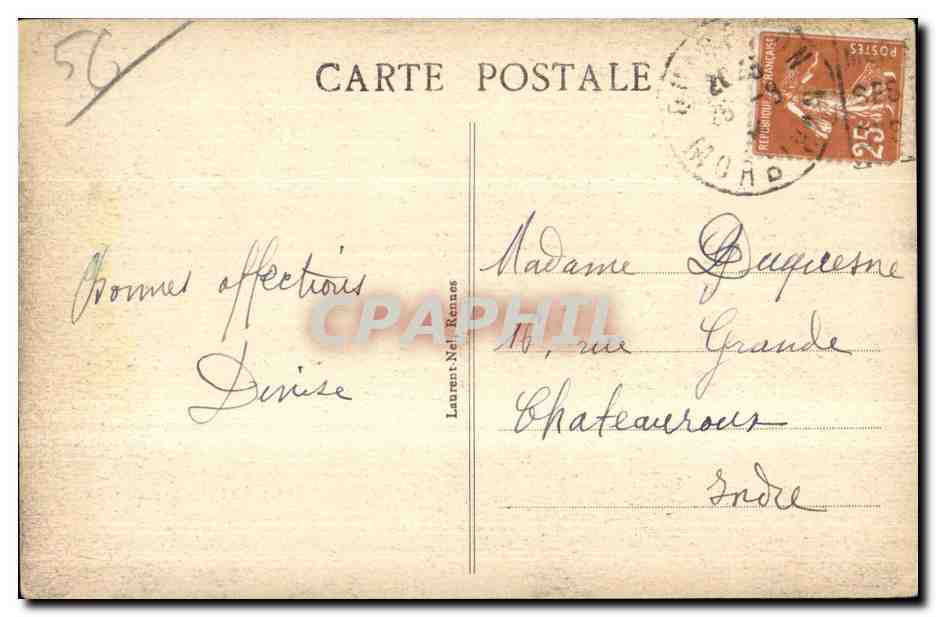 Presqu'île de Quiberon — Rochers de Kerné par gros temps — n°1185 — Verso