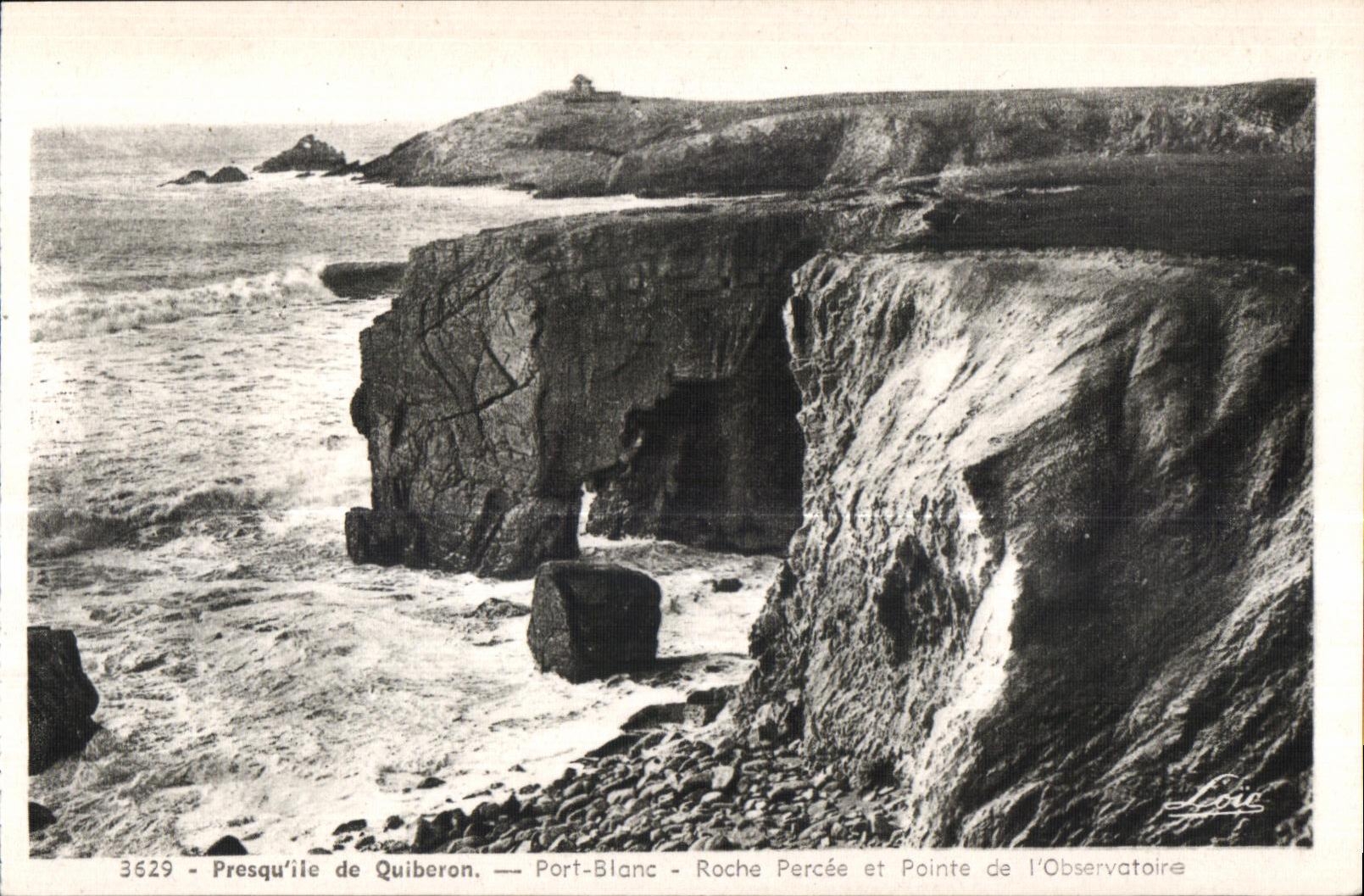 Presqu'île de Quiberon — Port-Blanc — Roche Percée et Pointe de l'Observatoire — Éditeur : Lorie, n° 3629