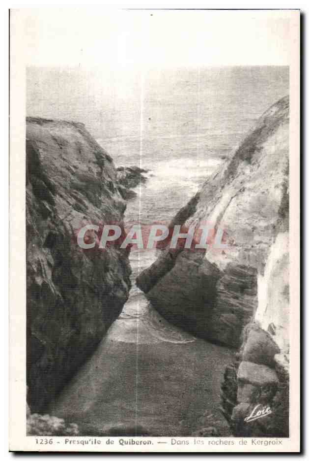 Presqu'île de Quiberon — Dans les rochers de Kergroix — Éditeur Loïc, n° 1236