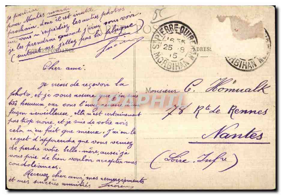 Saint-Pierre-Quiberon — Grotte de Kergroix — Collection H. Laurent, Port-Louis, n° 2665 — Verso