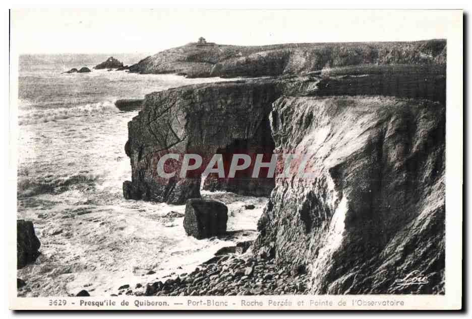 CPA Presqu ile de Quiberon port Blanc Roche Persea et pointe de l Observatoire