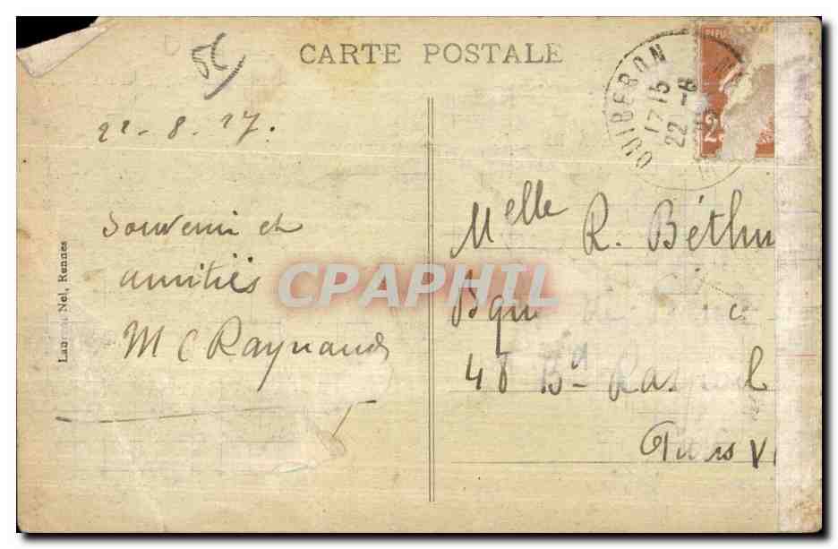 CPA Presqu ile de Quiberon Rocher du Lion — Rückseite