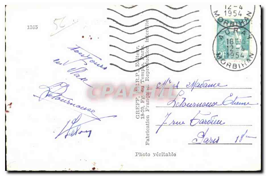 Quiberon — vue panoramique et rochers — souvenirs — Greff, Paris — Verso