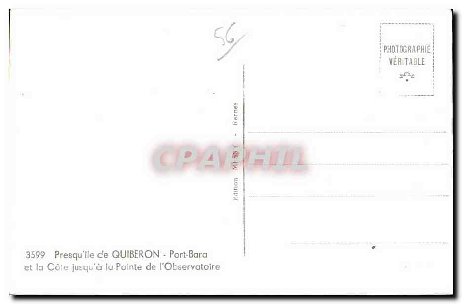 CPA Presqu ile de Quiberon Port Bara et la Cote jusqu ala Pointe de l Observatoire — Rückseite