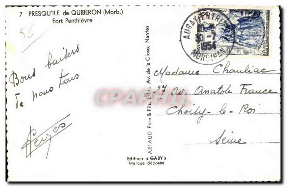 Presqu'île de Quiberon — Fort Penthièvre — Éditions Gaby — Rückseite
