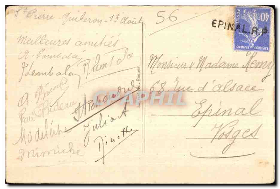 CPA Presqu ile de Quiberon Port Pigeon — Rückseite