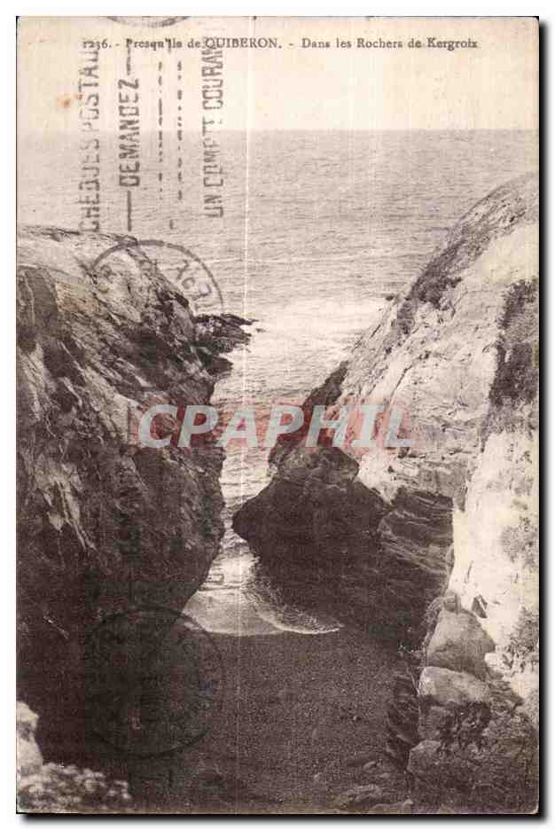 Presqu'île de Quiberon — Dans les Rochers de Kergroix — Éditeur : Chèques Postaux de Mandéz