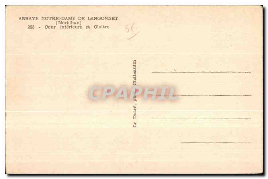 CPA Abbaye Notre Dame De Langonnet Cour Interieure et Cloitre — Rückseite