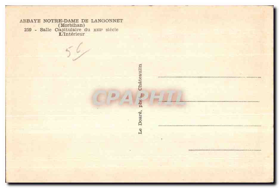 CPA Abbaye Notre Dame De Langonnet Salle Capitulpaire du XII siecle L Interieur — Rückseite