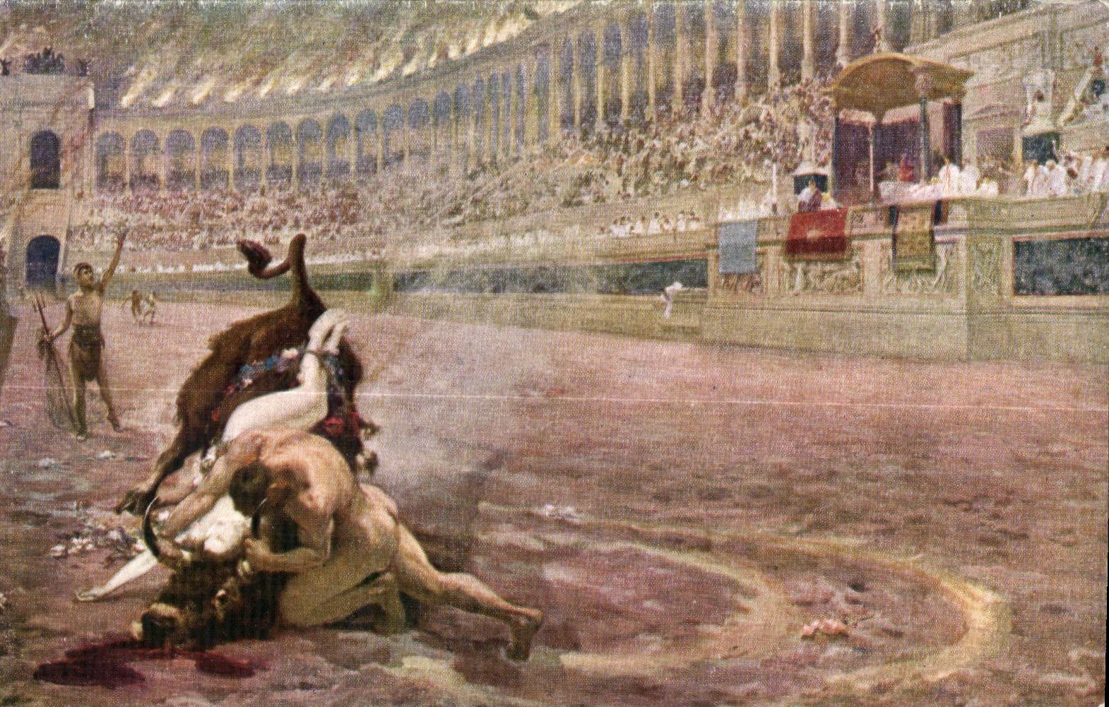 CPA Jun Styka Ursus terrassant I Aurochs 