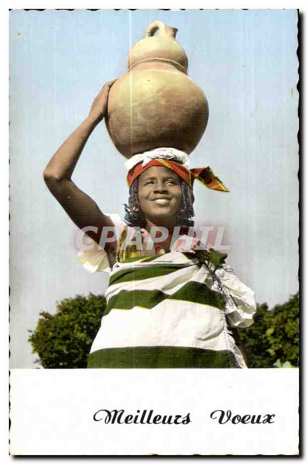 Femme portant un grand pot sur la tête — Sénégal — éditeur CPAPHIL, n° de série non lisible