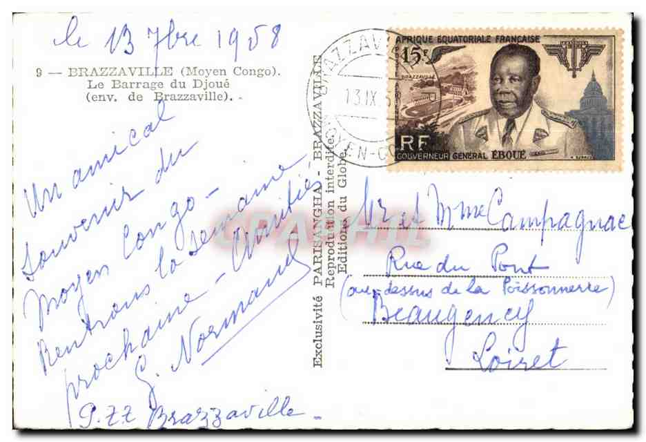Barrage du Djoué — Moyen Congo — Éditions Parijangha — Rückseite