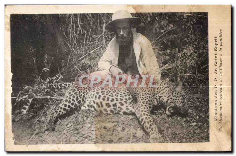 CPA Mission des du Saint Esprit Un Missionaire Panthere Afrique