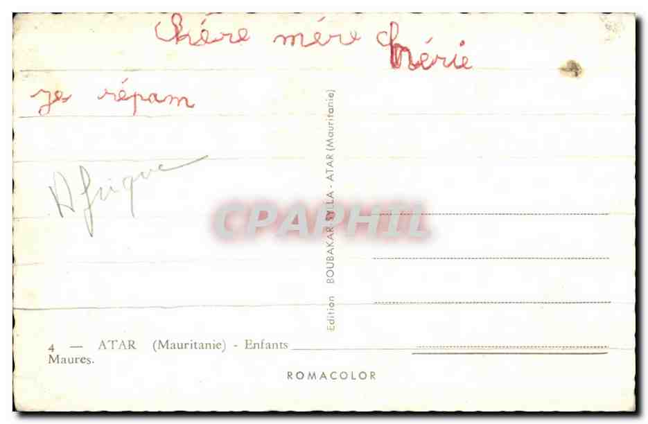 CPA Atar Mauritanie Enfants Maures — Rückseite
