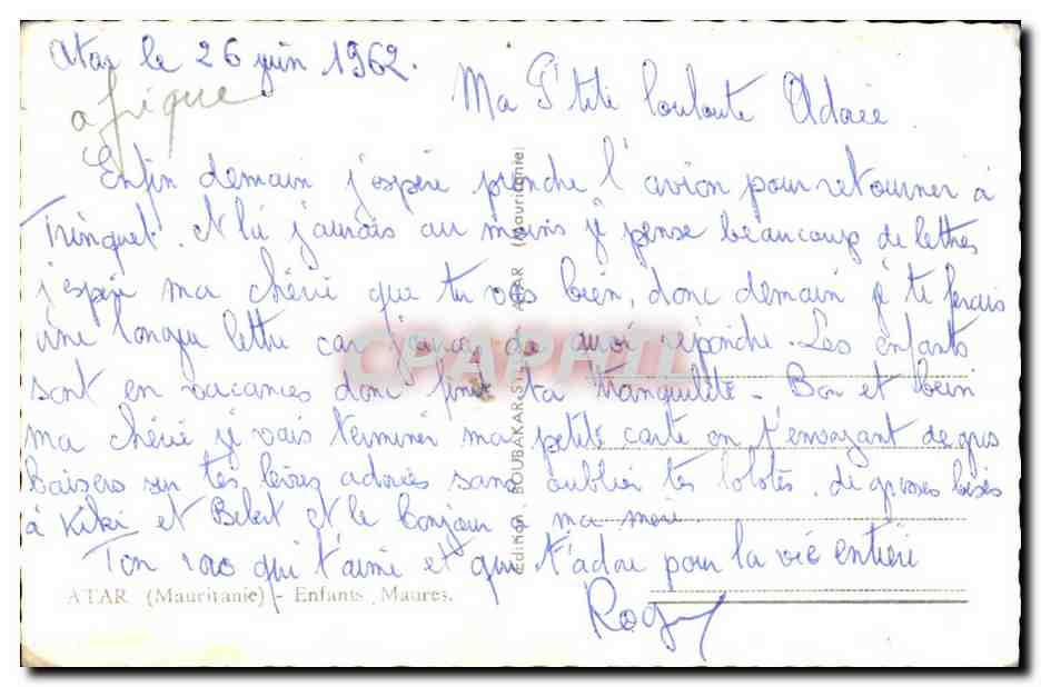 CPA Atar Mauritanie Enfants Maures — Back
