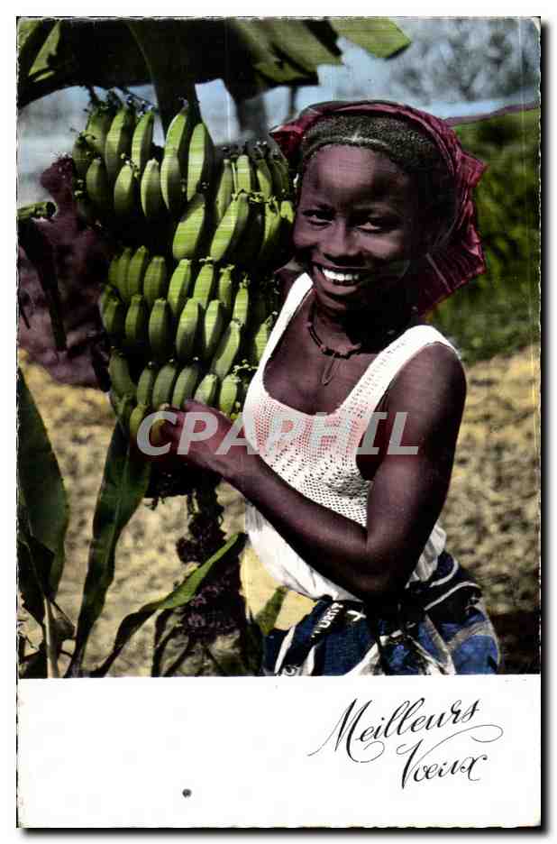 CPA Meilleurs Voeux Bananes Enfant Afrique Africa Folklore 