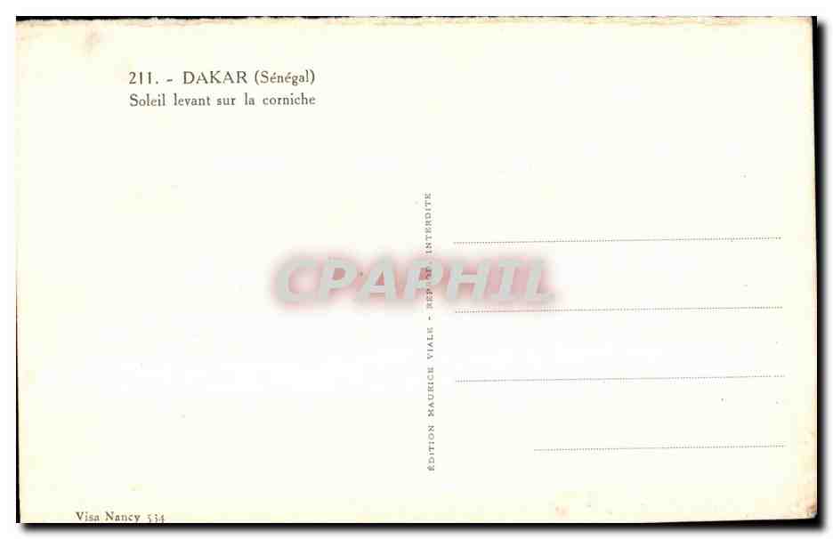Dakar (Sénégal) — Soleil levant sur la corniche — Édition Maurice Viale — Reverso