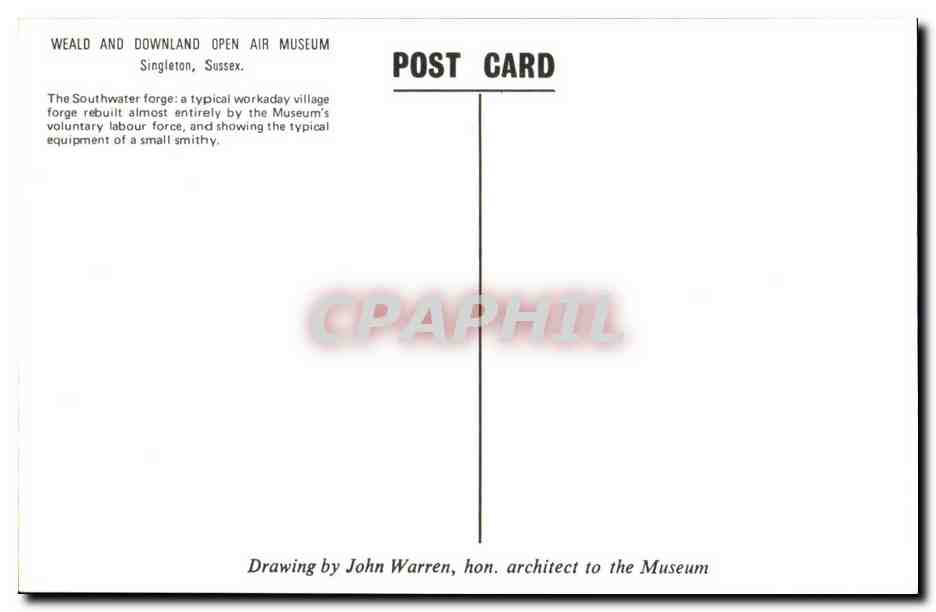 CPSM Drawing by John Warren hon architect to the Museum Singleton Sussex — Rückseite