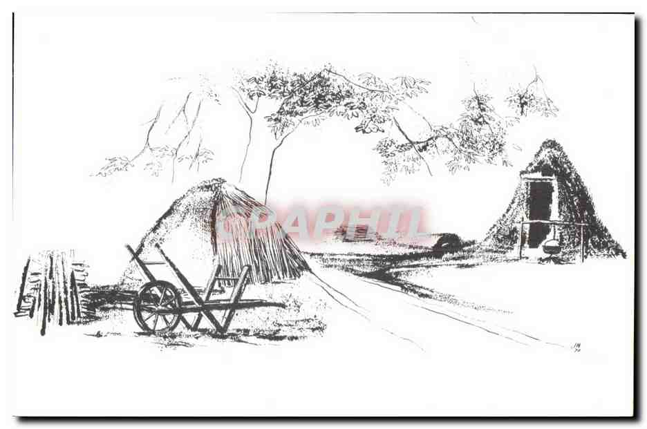 Hut et four à charbon — musée d'air libre de Weald and Downland — dessin de John Warren