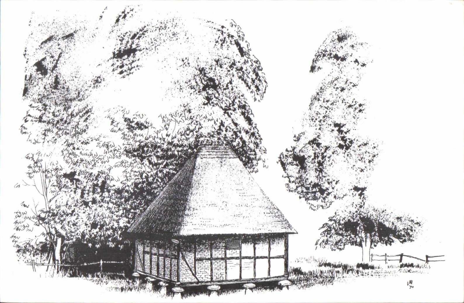 Granary de Littlehampton — Weald and Downland Open Air Museum, Singleton, Sussex — dessin de John Warren