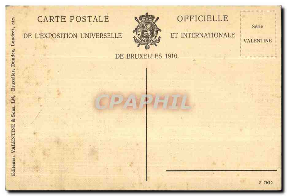 CPA De L Exposition Universelle Et Internationale de Bruxelles 1910 Automobile — Rückseite