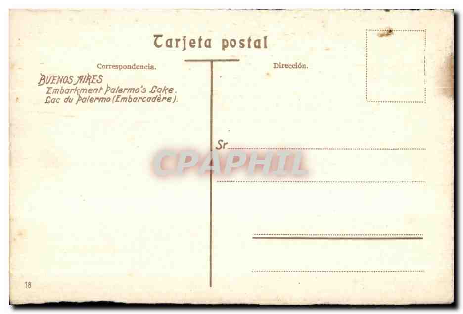 CPA Buenos Aires lago de Palermo Argentina Argentine — Rückseite