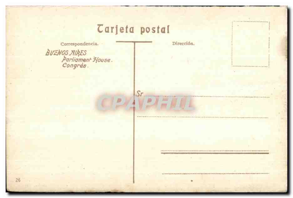 CPA Buenos Aires Parliament House Argentine Argentina — Verso