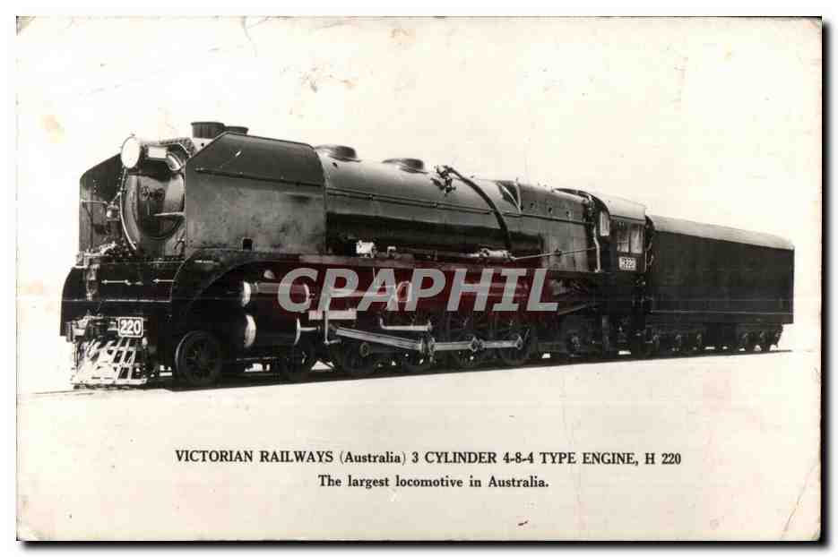 CPA Victorian Railways Cylinder Type Engine The largest locomotive in Australia Train 