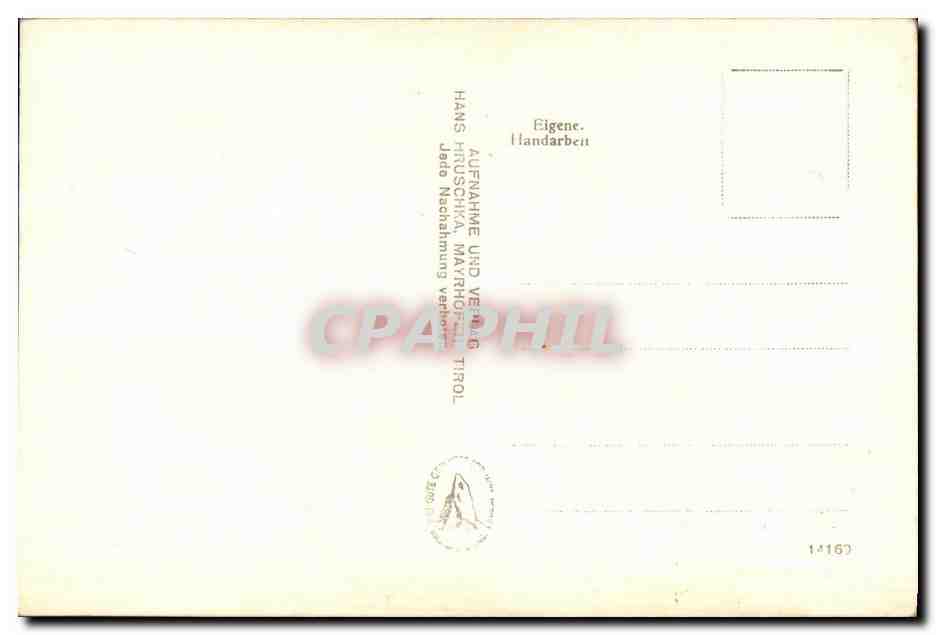 CPA Aufnahme und verang hans hruschka mayrhof tirol jede nachnmug elgene Handarbit — Rückseite