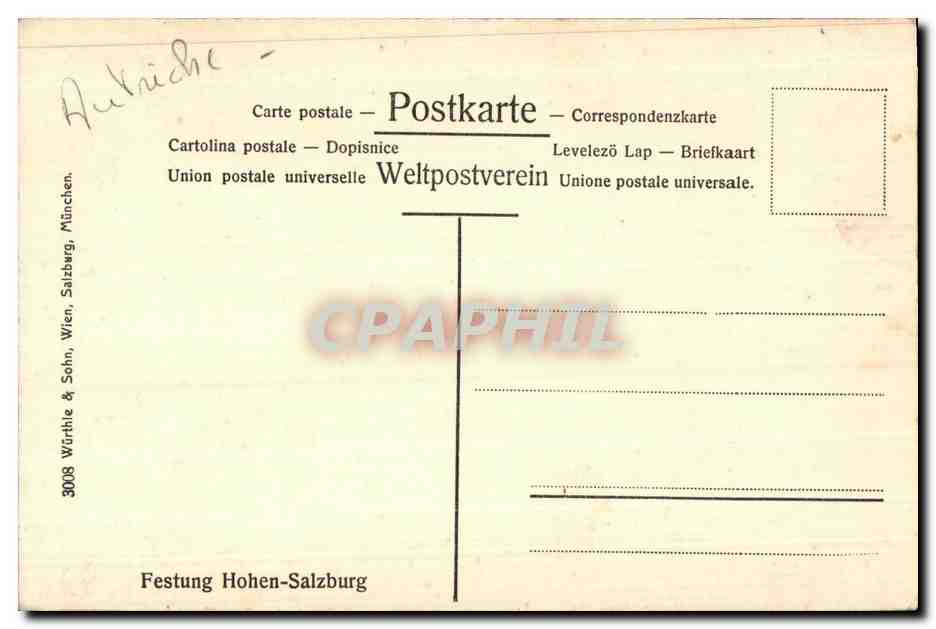 CPA Salzburg Festung Hohun  — Rückseite