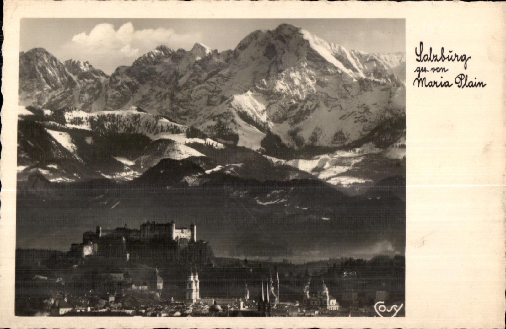 CPA Salzburg ges vom Maria Plain Die Stadt mit Hohen Goll