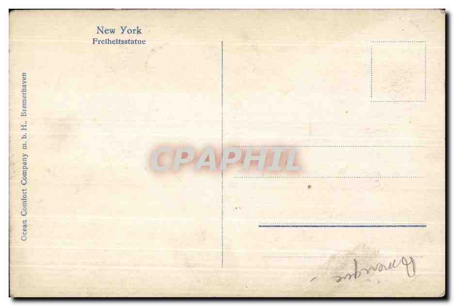 CPA New York Statue of liberty — Rückseite