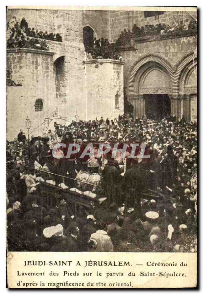 Jeudi-Saint à Jérusalem — Cérémonie du Lavement des Pieds sur le parvis du Saint-Sépulcre, d'après la magnificence du rite oriental