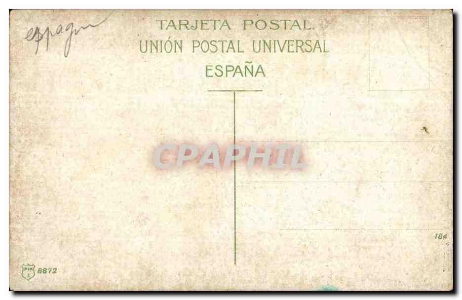 CPA Las Plamas Vista del Puerio de la Luz can la esquaore espanola en lallgeda de SM Aitonso XII Union Postal Universal  — Back