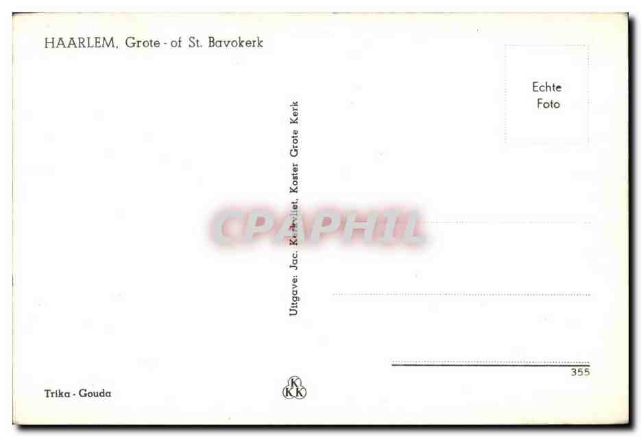 CPA Haarlem Grote of St Bavokerk — Rückseite