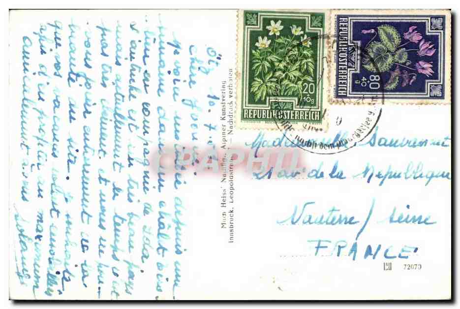 CPA Muth Heiss Naditin Aipmer Kunstvering Innsbruck Leopolastrelt — Rückseite