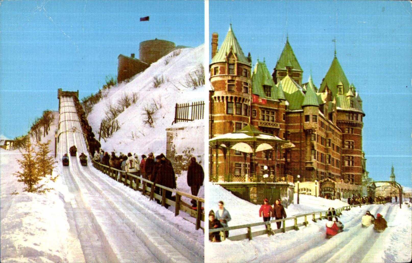 Plaisirs d'hiver — à 45 milles à l'heure sur la terrasse Dufferin — Québec, Canada
