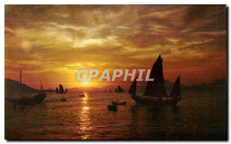 CPA Aberdeen at Night Lght by Yat Sun Printing co HongKong Chine Chine