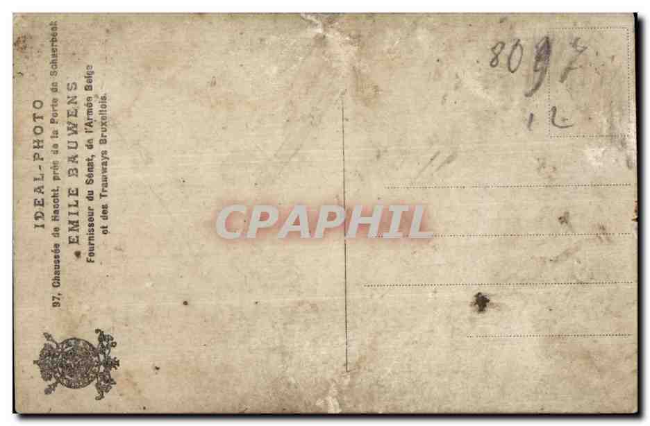 CARTE PHOTO de Emile Bauwens Fournissseur du Senat Armee blege Tramways bruxellois Homme  — Verso