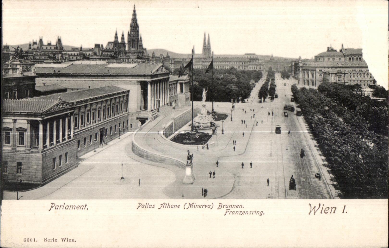 CPA Wien Vienne Parlament Pallas Fithene (Minerva) Brunnen Franzensring