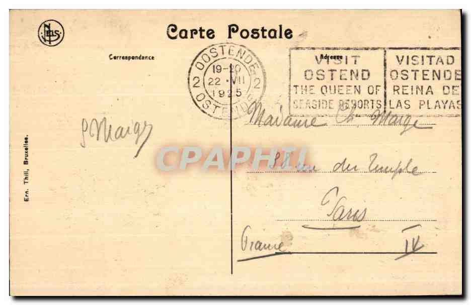CPA Ostende Le Port et la Gare Maritime Bateaux — Rückseite
