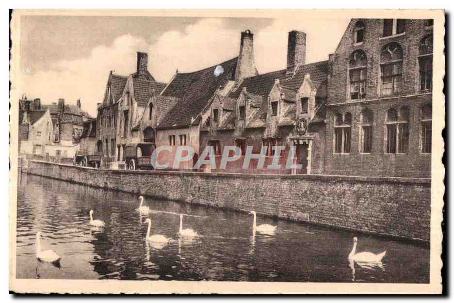 CPA Brugge Groene Rel Godshuls De Pelikaan Bruges Quai Vert Maison du Pelican Cygne Swan
