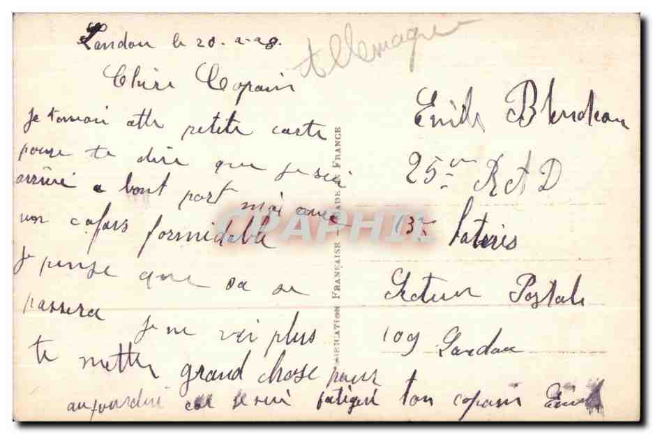 CPA Un Bonjour De Landau — Rückseite