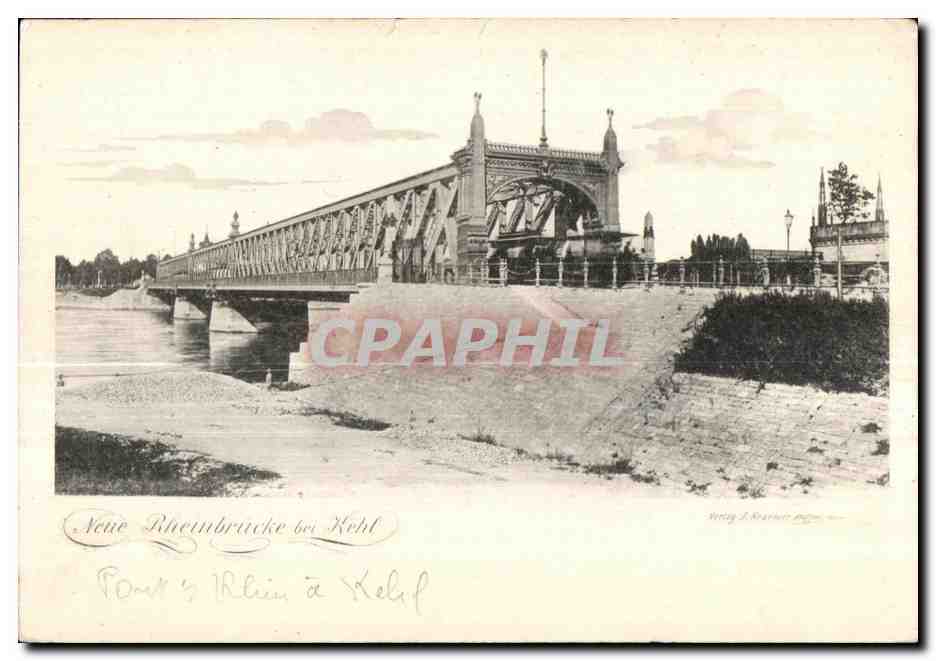 CPA Neue Rheunbrucke de Kehl Train