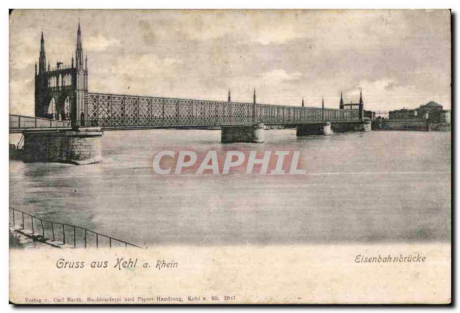 CPA Gruss aus Xehl a Rhein Eisenbahnbrucke