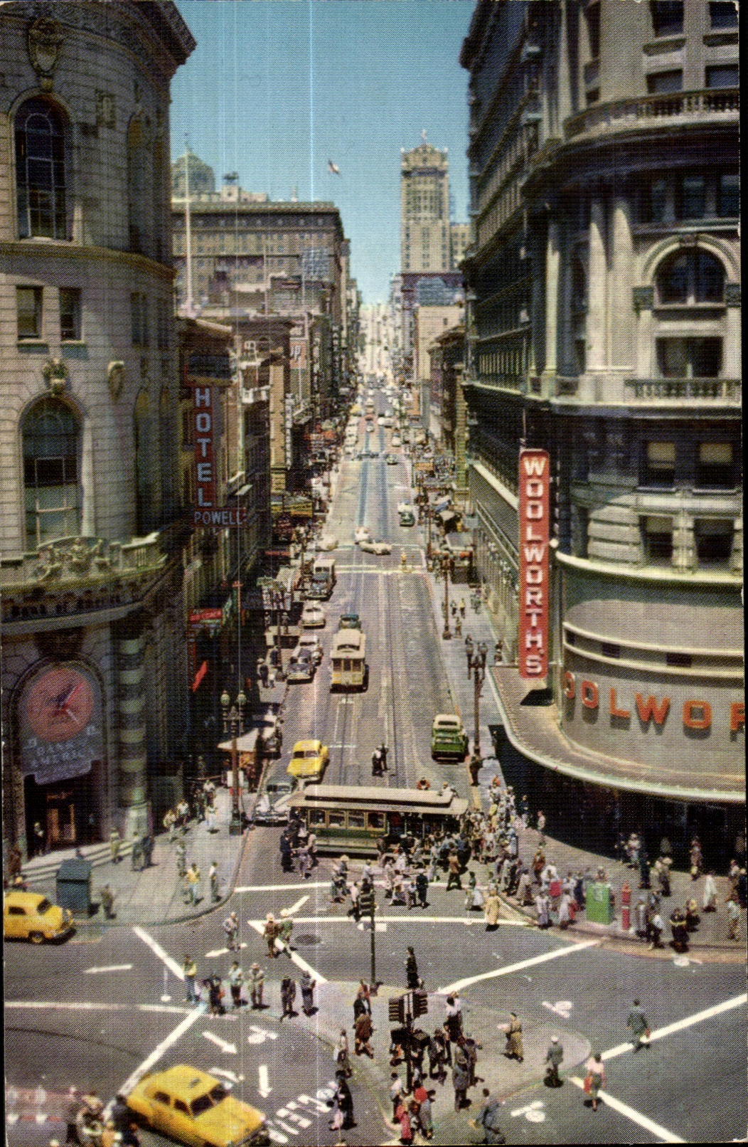 CPA Powell At Market Street Showing Turntable At the foot of Powell at Market Street is the famous Corner