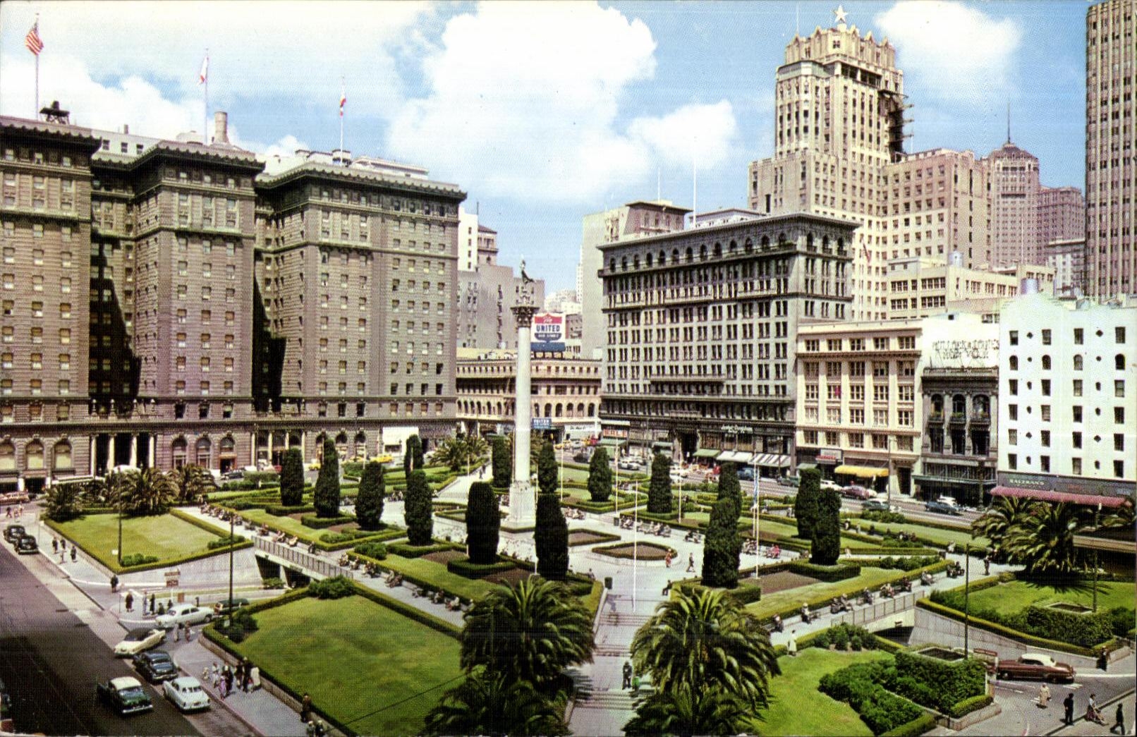 Union Square, San Francisco — Monument à l'Amiral George Dewey — éditeur E. F. Clements, n° C4273