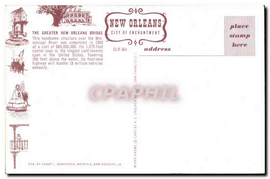 CPA The Greater New Orleans Bridge — Rückseite
