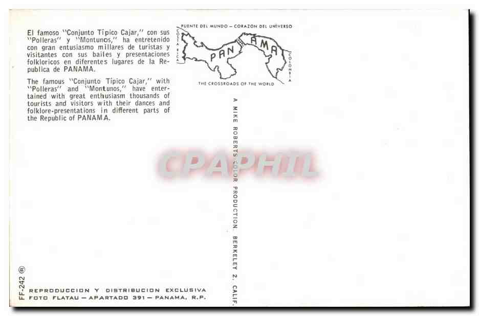 CPA Panama conjumto tipico Cajar Musique  — Back
