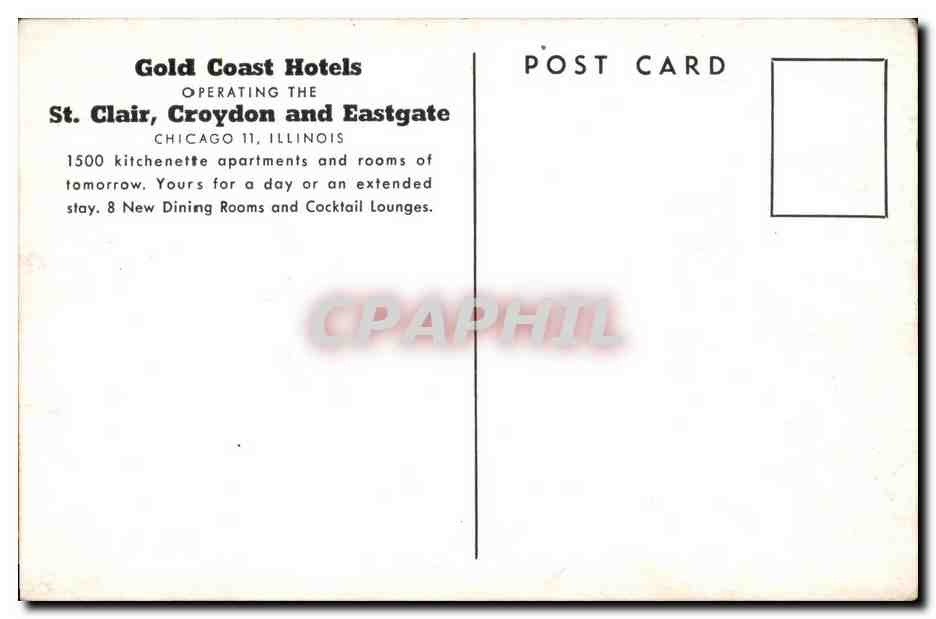 CPA Gold Caoast Hotels St Clair Croydon and Eastgate  — Rückseite